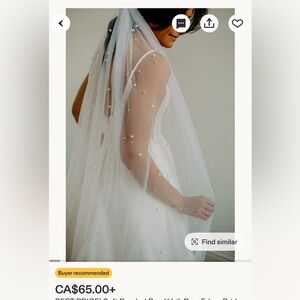 Elegant White Wedding Veil with Pearls